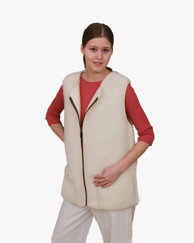 Vlněná vesta  přírodní - Barva: Béžová, Velikost: XXL